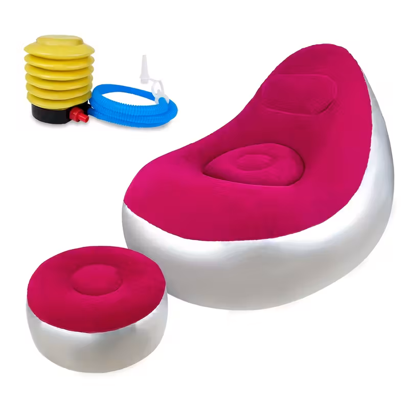 adult inflatable recliner sofa with stool heavy duty portable folding space saving indoor outdoor lounge chair for living room camping travel balcony easy setup storage no red Product details 13