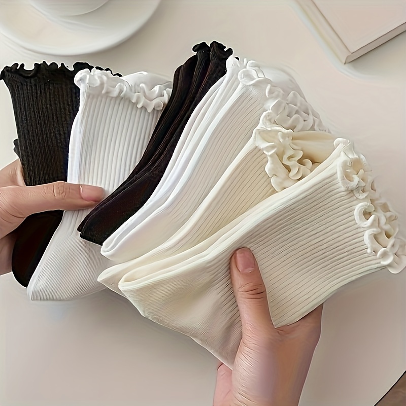 

For Women - 3/6 , Sweet & Ribbed Mid- Stockings, Polyester