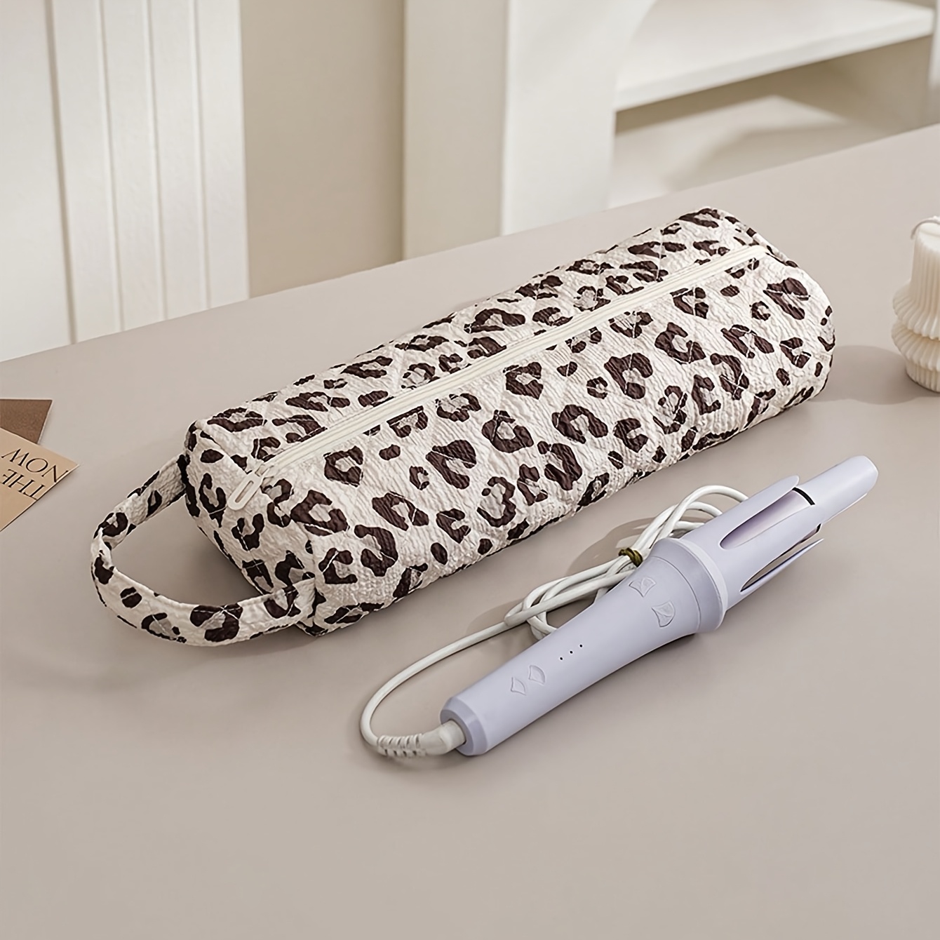 TEMU Sac de rangement élégant et grande pour fer à friser/fer à lisser ; Trousse à cosmétiques/articles de toilette à main de haute qualité ; à la