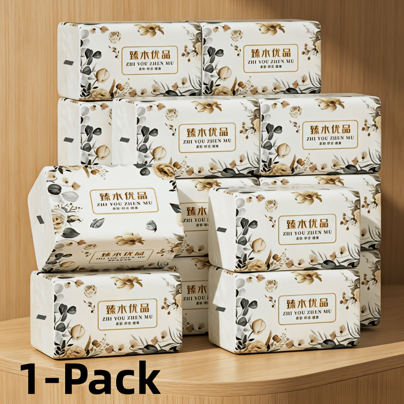 TEMU 1 Pack, 520 Sheets Large Capacity 5-layer Thick Embossed Napkins, Natural Virgin Wood , High Absorbency & Durable For Kitchen, Bathroom, Home,