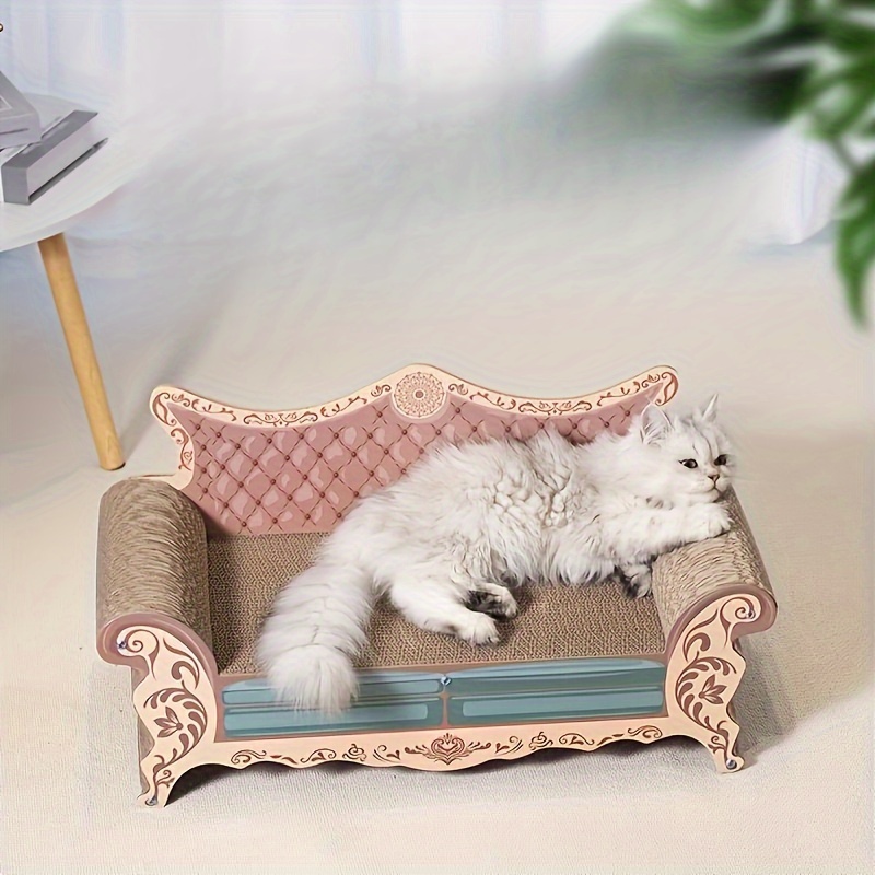 

Luxury Chaise Lounge Cat Scratcher - Integrated Sofa Bed & Pad, Cardboard Material, Large Round Design For Cats, Cat Couch Scratcher