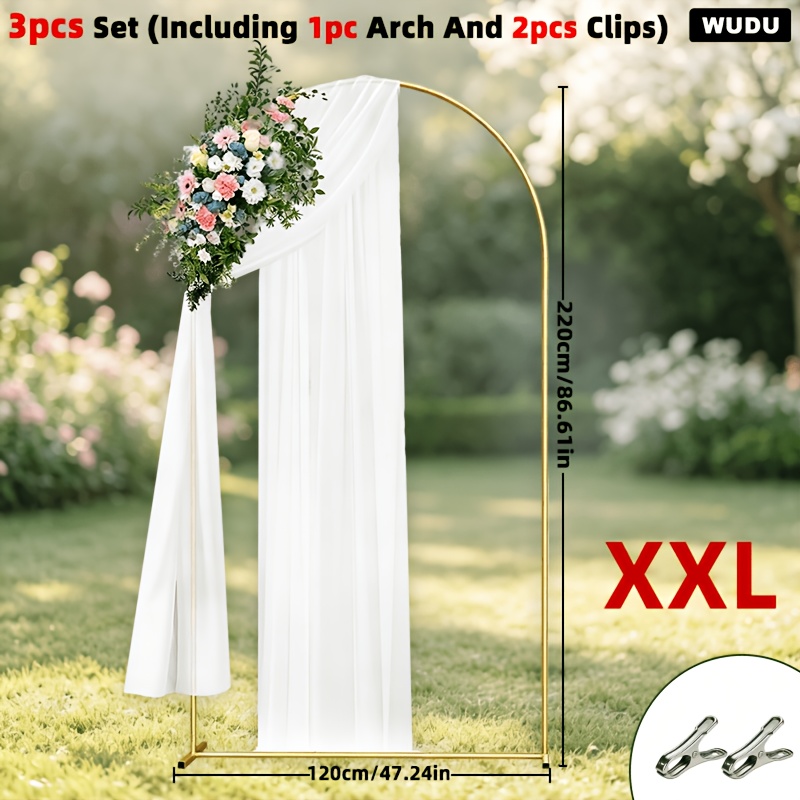 TEMU 3pcs (including 1pc Arch And 2pcs Clips), Wedding Arch Backdrop Frame, Thickened Stable Arch Background Stand, Quick Assembly Arched Backrest