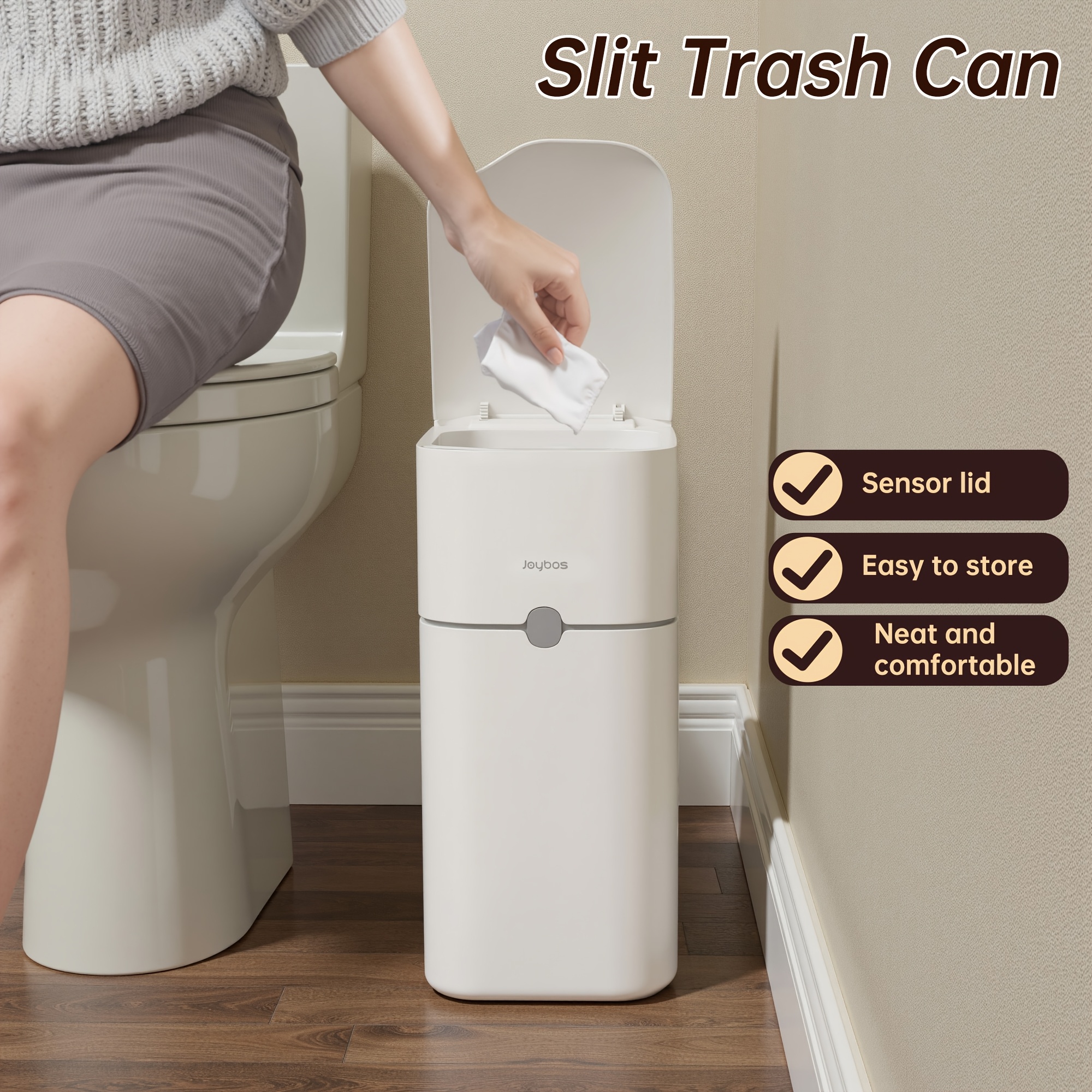 sensor papperskorg med lock platsbesparande design för - Temu Sweden