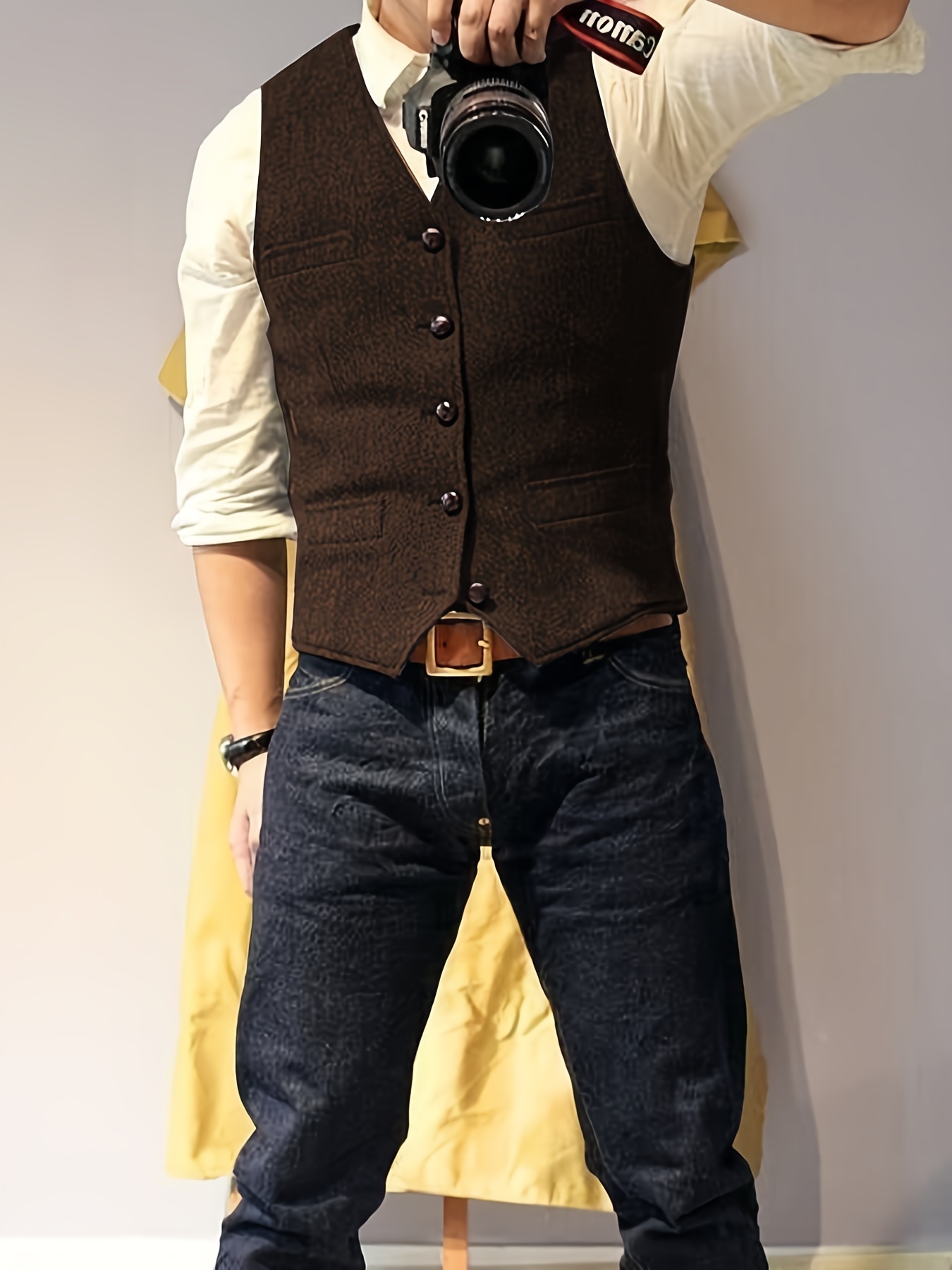 mens tweed vests vintage western cowboy wool blend - Temu Mexico