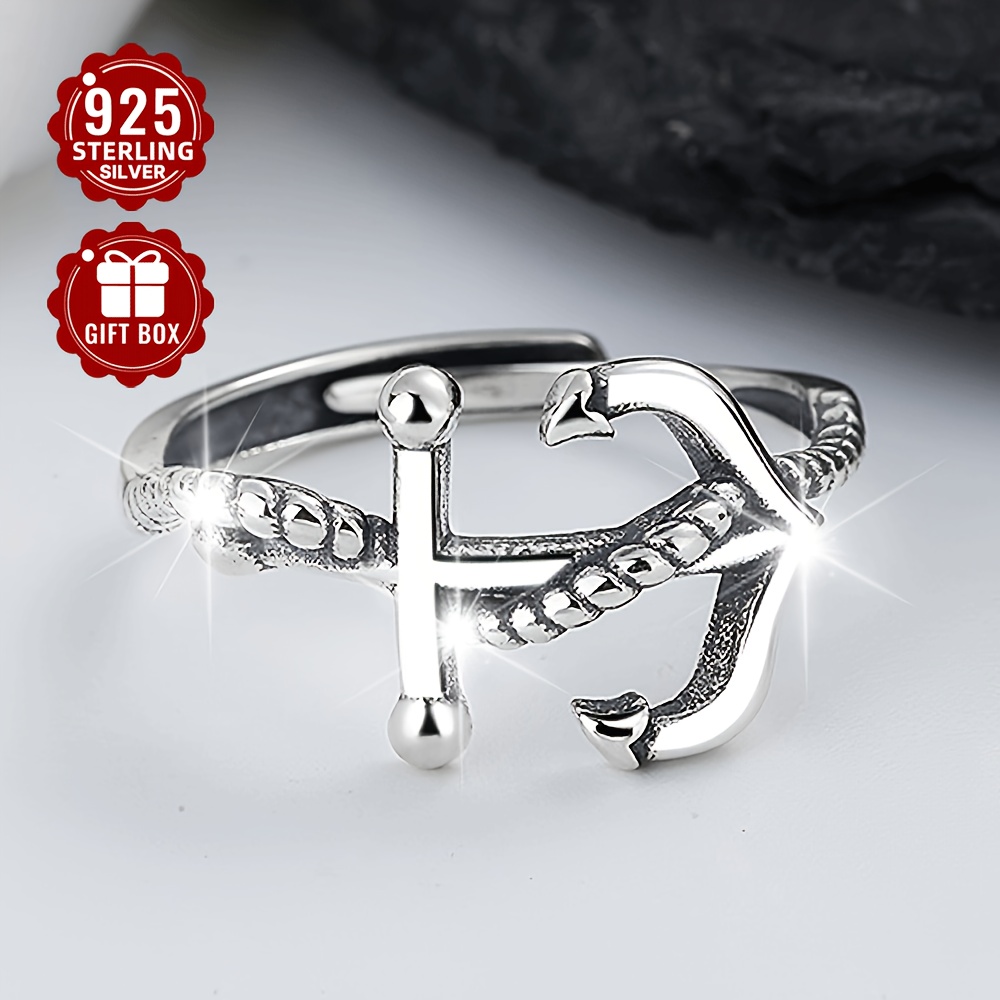 

925 Sterling Anchor Ring Versatile Ladies Unisex Ring Suitable For