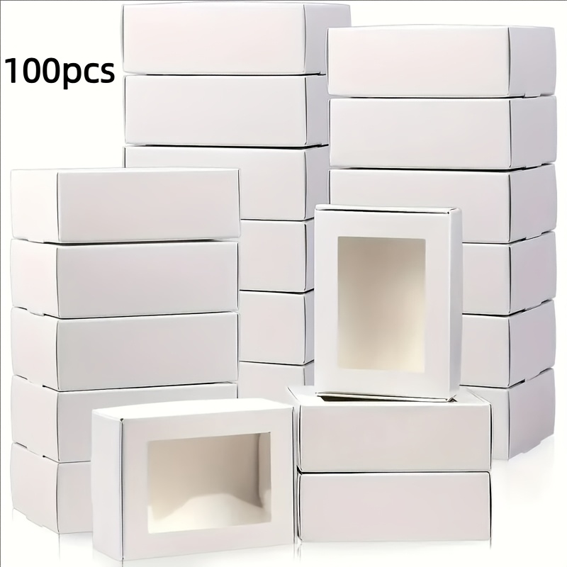 TEMU Gift For Her/him 24/100pcs Mini Window Box - Solid Color Sturdy Gift Boxes Suitable For, Trinkets, Oil Samples, Party Favors - Assembly, Compact