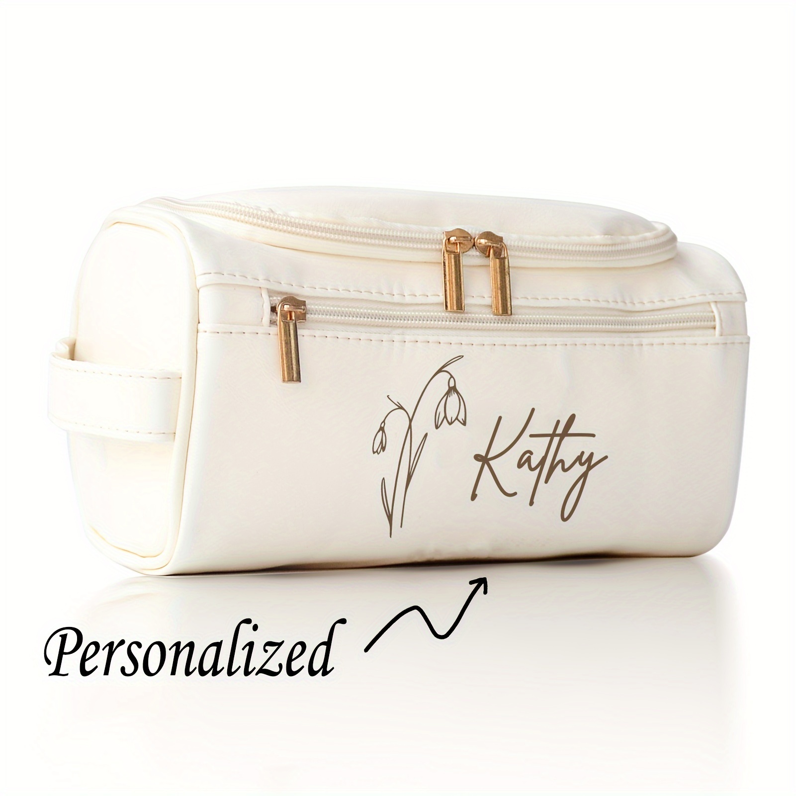 

Personalized Travel Makeup Bag, Monogrammed Cosmetic Bags For Women, Customized Name Initial Toiletry Bag Makeup Organizer, Gift For Mom, Wife, Grandma, Mother's Day, Anniversary