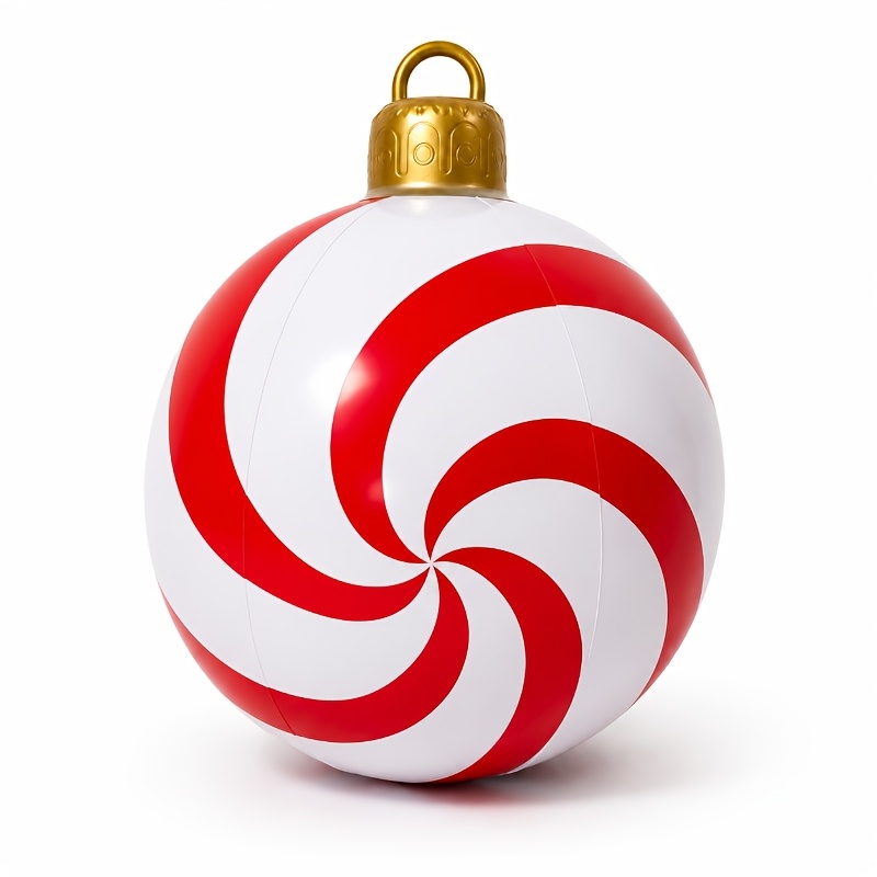 TEMU Enormous Inflatable Christmas Decorations - And White Striped Candy Bars, Green And White Spiral Balls, And Snowflake Reindeer - Indoor/ Outdoor
