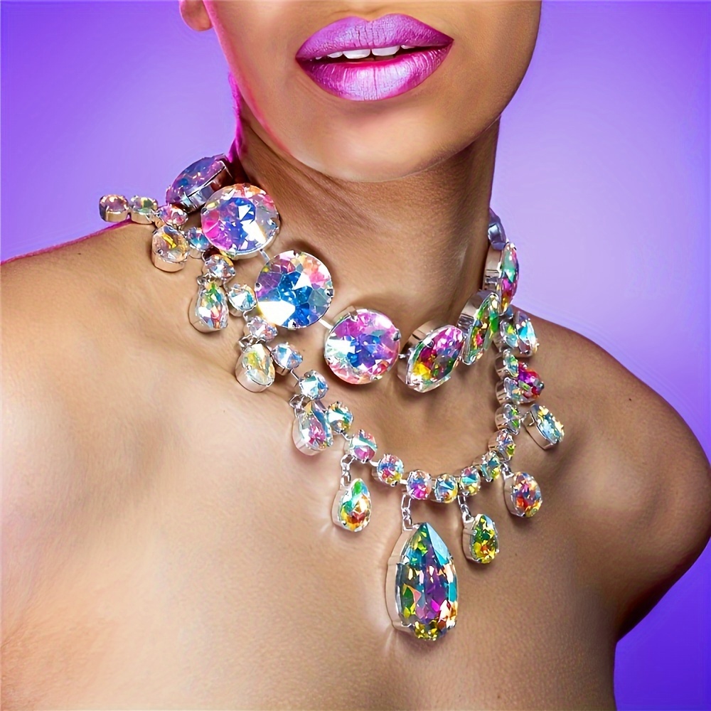 

New Fashion Personalized Ab Multi Layered Rhinestone Necklace Exquisite Nightclub Sexy Luxury Shining Necklace Accessories