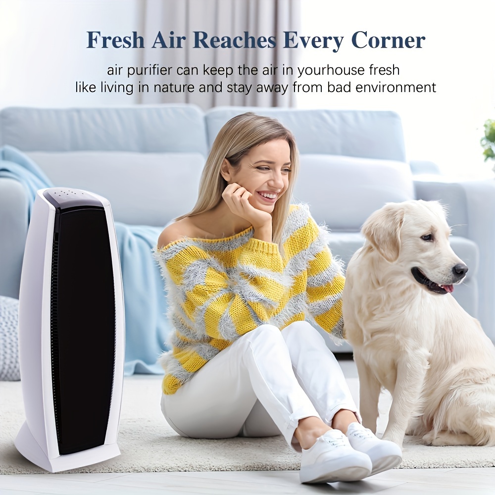 

Tower Hepa Filter For Large Rooms Filters 99.99% Of Pet Dander, Smoke, Allergens, Dust, Odors And Mold Spores