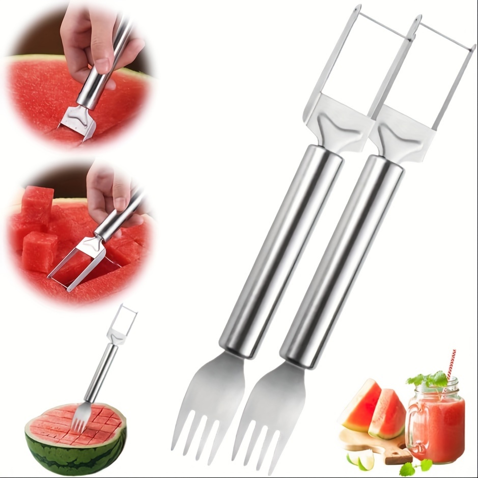 

2pcs 2-in-1 Stainless Steel Fruit Cutter Watermelon Cutter, Watermelon Slicer Watermelon Cutter Melon Cutter Tool, Watermelon Cutting Tool Stainless Steel Fruit Cutter For Kitchen