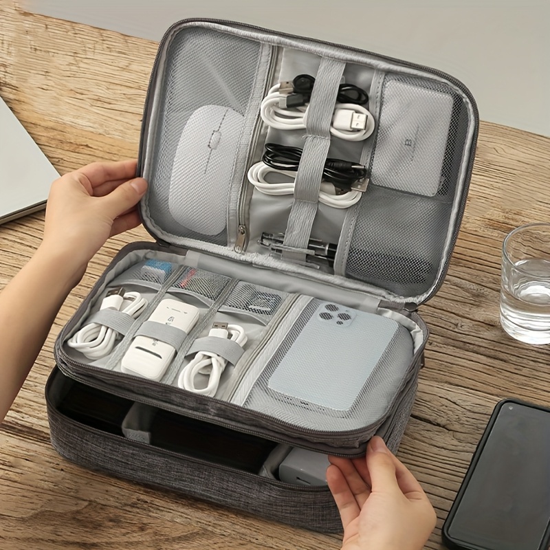 Elektronik-Organizer Tasche – Wasserdicht, 19x11x5,5 Cm, Mit 2 Fächern Für Kabel, Powerbank, Ladegerät & Mehr