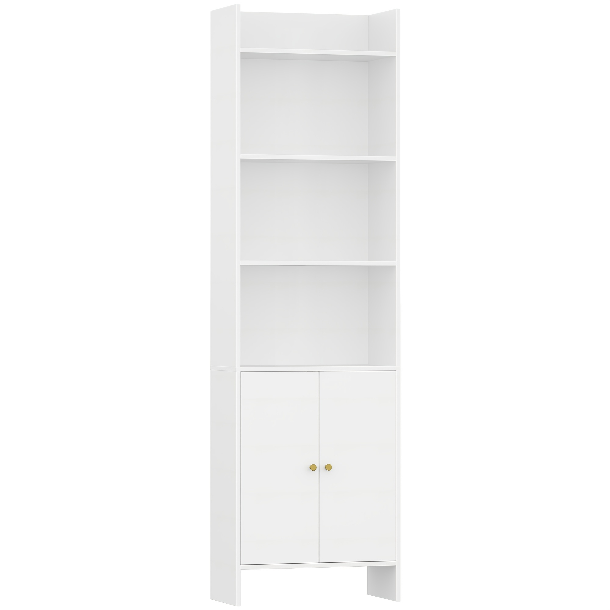 Bookcase With 2 Doors, 6-tier Bookcase, Living Room Cabinet, Display Cabinet, Storage Shelf For Living Room, Home Office, Kitchen, 24 X 48 X 169.2 Cm, White
