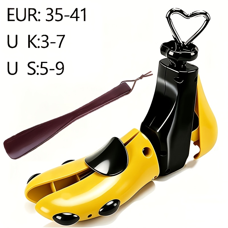TEMU 2pcs (1pc Shoe Stretcher + 1pc Shoe Horn) Wojia Adjustable Shoe Stretcher For Men Women, Contrast Color Plastic Material Design, Suitable For