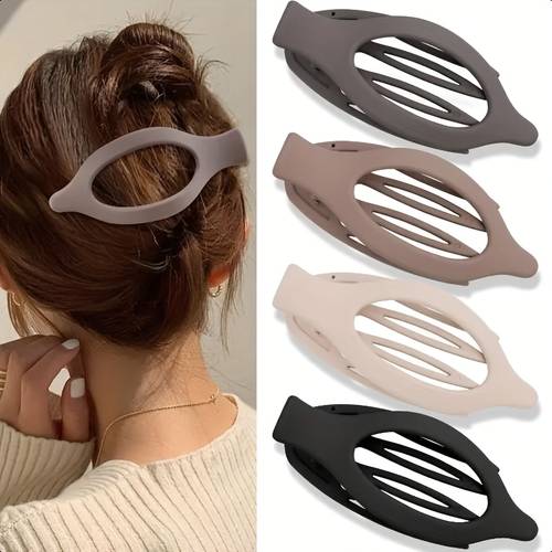4pcs womens hair additions hair clips minimalist style multicolor oval hollow hair clips versatile and practical suitable for daily commuting leisure multi scene gift set