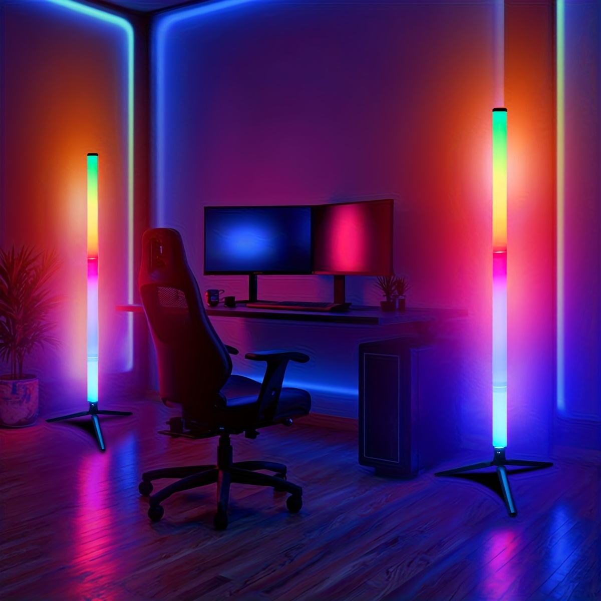 RGB LED Corner Floor Lamp with Remote Control