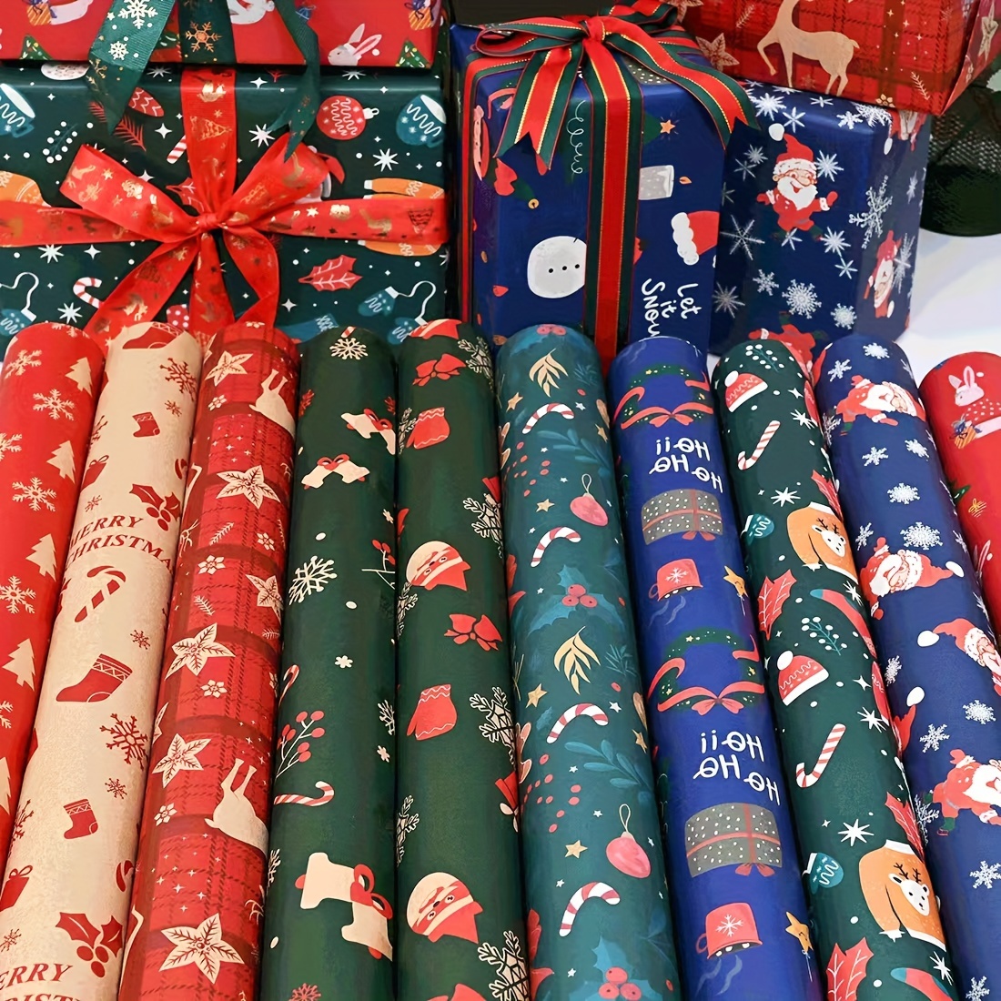 

Christmas Wrapping Paper 5 Roll Set, Vintage Kraft Paper Holiday Gift Wrapping, With Christmas Tree Pattern, Classic Seasonal Theme Design, Used For Gift Decoration, Gift Packaging Supplies