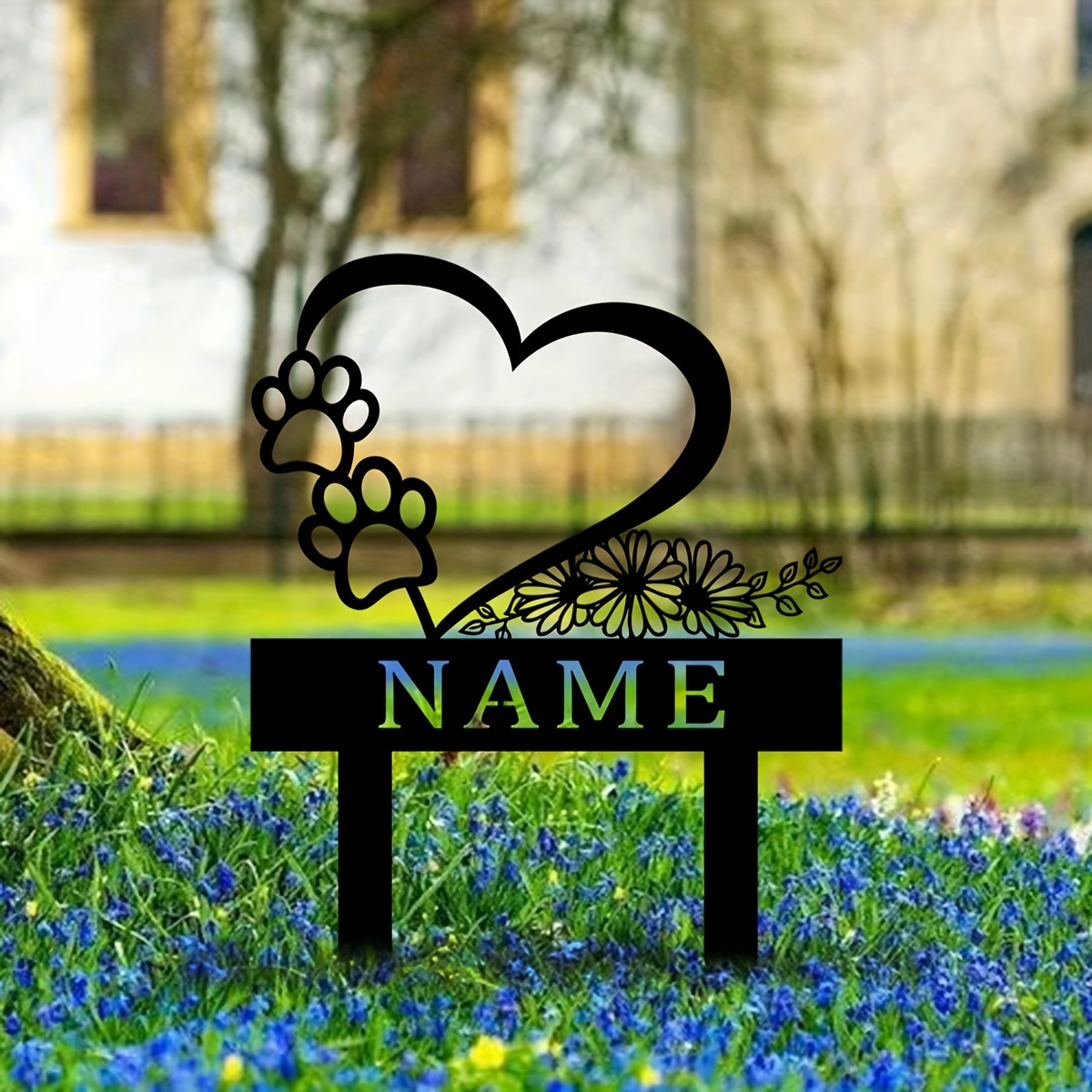 

Customizable Vintage & Dog Paw Memorial Garden Stake - Personalized Yard Marker, No-power Needed, , Dog Memorial Items Outside