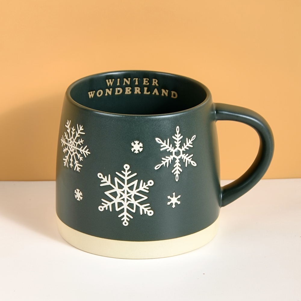 Image of 1pc, Christmas Coffee Mug, Winter Ceramic Mug, Snowflake Water Cup, Drinks, Birthday Gift, Holiday Gift, Christmas Gift, New Year Gift, Valentine's Day Gift 500ml/16.9oz