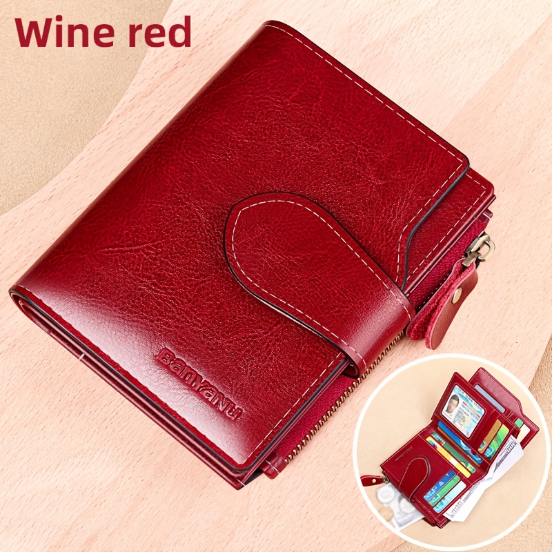 Image of Wallet Men's And Women's Short Style New Leather Large Capacity Folding Card Bag Integrated Fashion Men's And Women's Small Leather Wallet