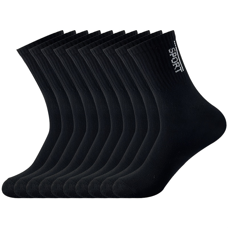 E-shop 10er-Pack Herren Wadenhohe Socken, atmungsaktive Socken, einfarbige vielseitige Sport- Freizeitsocken für Herren