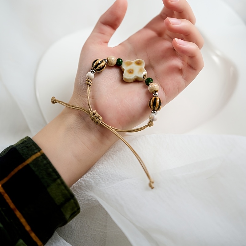Boho Vintage Style Ceramic Beaded Bracelet Ethnic Wristband