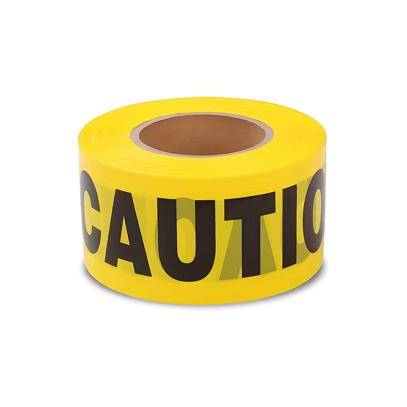 TEMU 1pc 2026 New Durable Heavy-duty Warning Tape - 5cm Width*50m/100m Per Roll, With Black Lettering, Non-adhesive Safety Tape, Suitable For
