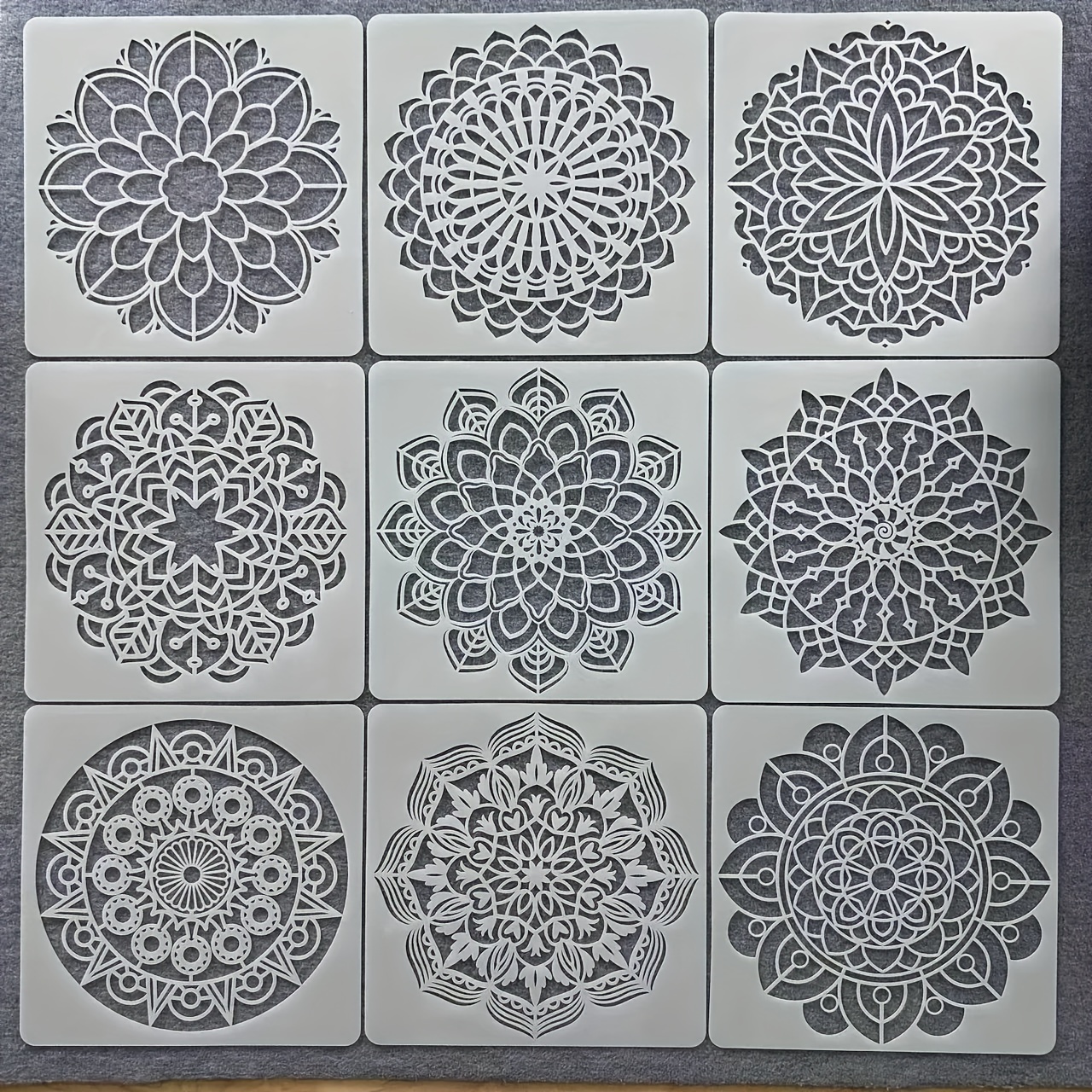 

Mandala Stencil Set For Painting - Round Hollow-out Design, Pet Material, Ideal For Wall Art & Spray Painting