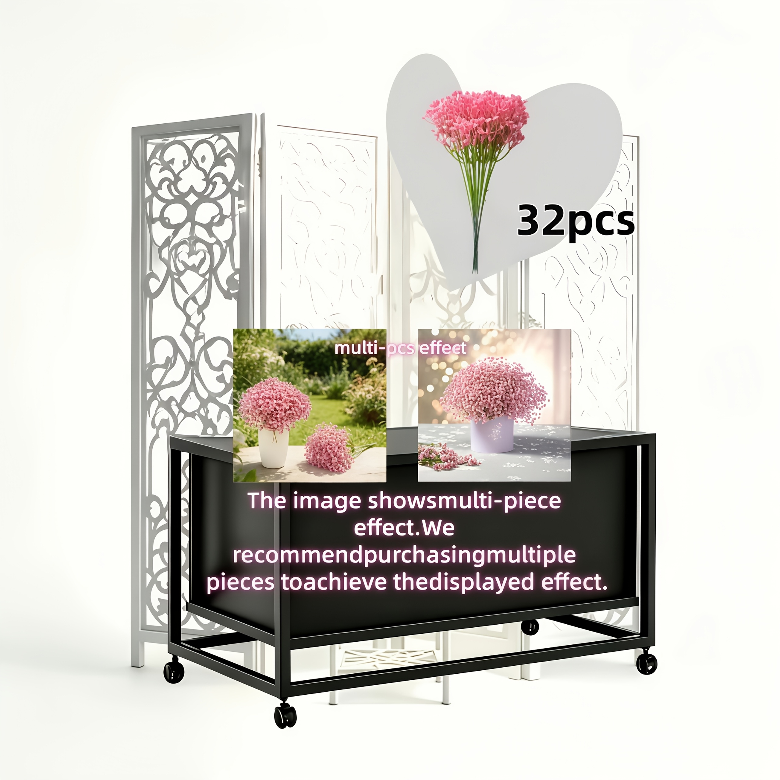 TEMU 32pcs Artificial Pink 's Breath, Suitable For Wedding Bouquets, Banquet Table Centerpieces, Hotel Decor, Party Arrangements, And Home And Office