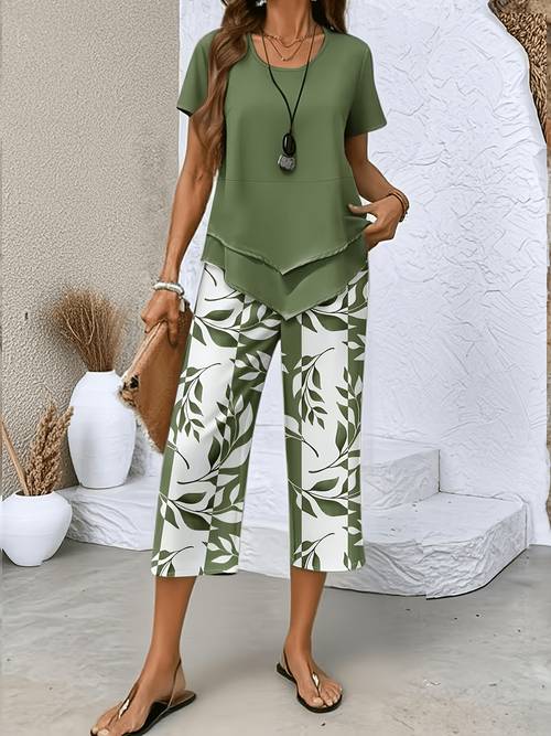 Artikelbild elegantes stilvolles 2-teiliges strickjacken- hosen-set für damen