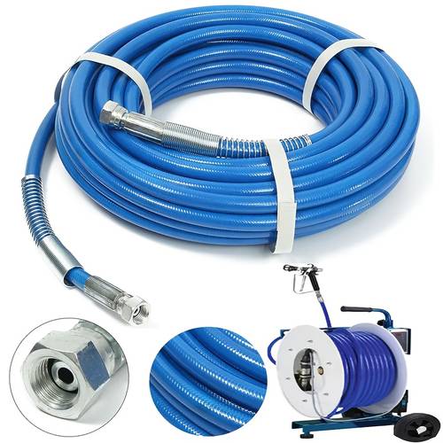 1pc high pressure airless spray hose 15m 49ft 3300psi for water cleaning painting durable fiber tube with leak proof inner layer lightweight flexible design for sprayers blue