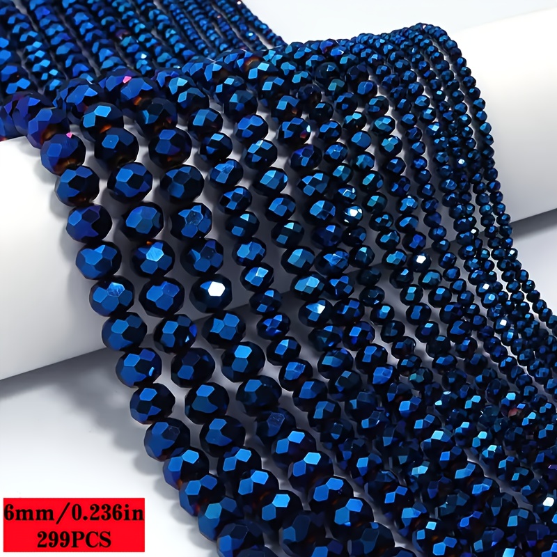 E-shop 299 Stück 4/6/8M Tiefblaue Synthetische Kristallglas Radschmuckperlen, Schmuckherstellung Spacer Perlen, Armband Halskette und andere