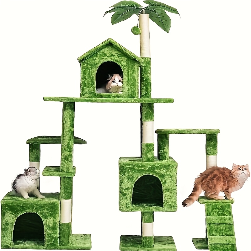 

Multi-level Cat Tree, Activity Centre Cat Tower Furniture With Sisal-covered Scratching Posts, Dual Padded Plush , Dual Condo & Basket, Removable , For Kittens, Adult Cat