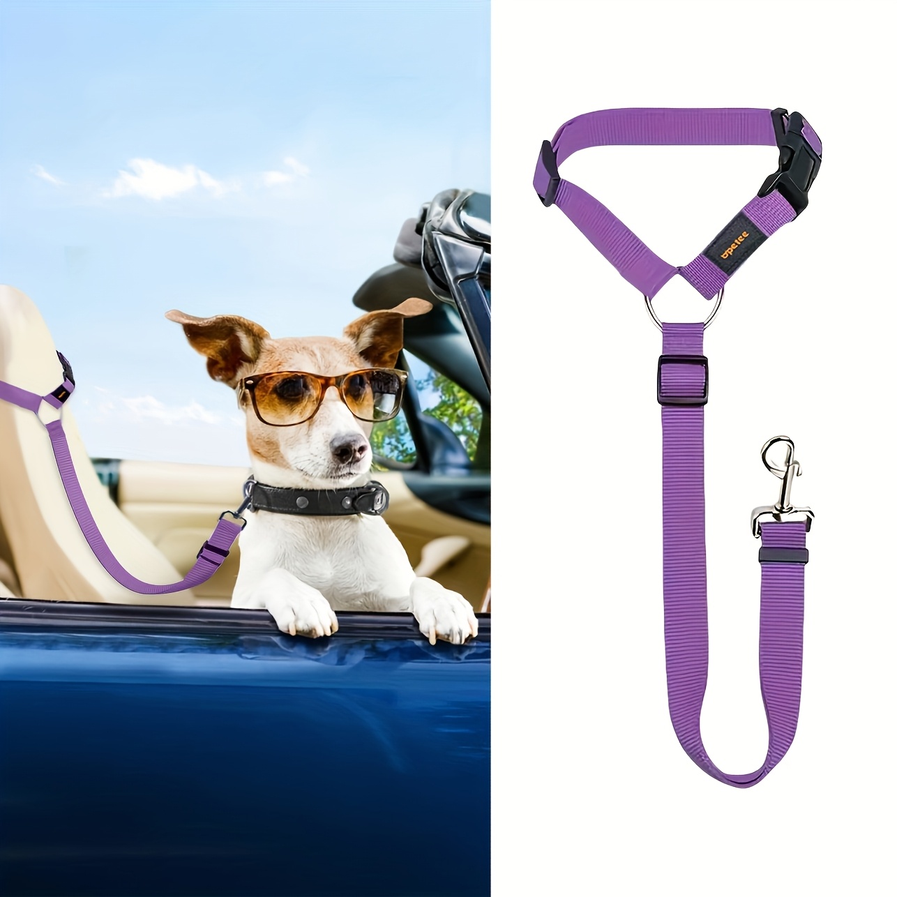 TEMU Deluxe Adjustable Dog Seat Belt Harness - Secure Pet Travel Vehicle Leash With Easy-install , Comfortable Nylon Material For , Hand-wash Only, Seat Belt Accessories