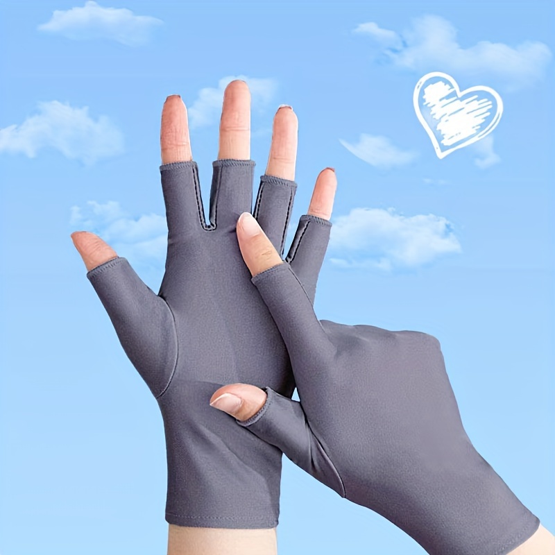 Solid Color Half Finger Gloves Elastic Spandex Gloves - Temu