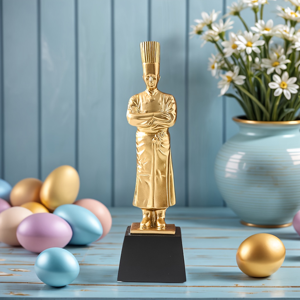 TEMU Custom Chef Trophy - Personalized Name/team - Elegant Chef Statue With Chef Hat - Resin Kitchen Decor For Home, Restaurant, Or Award Ceremony -