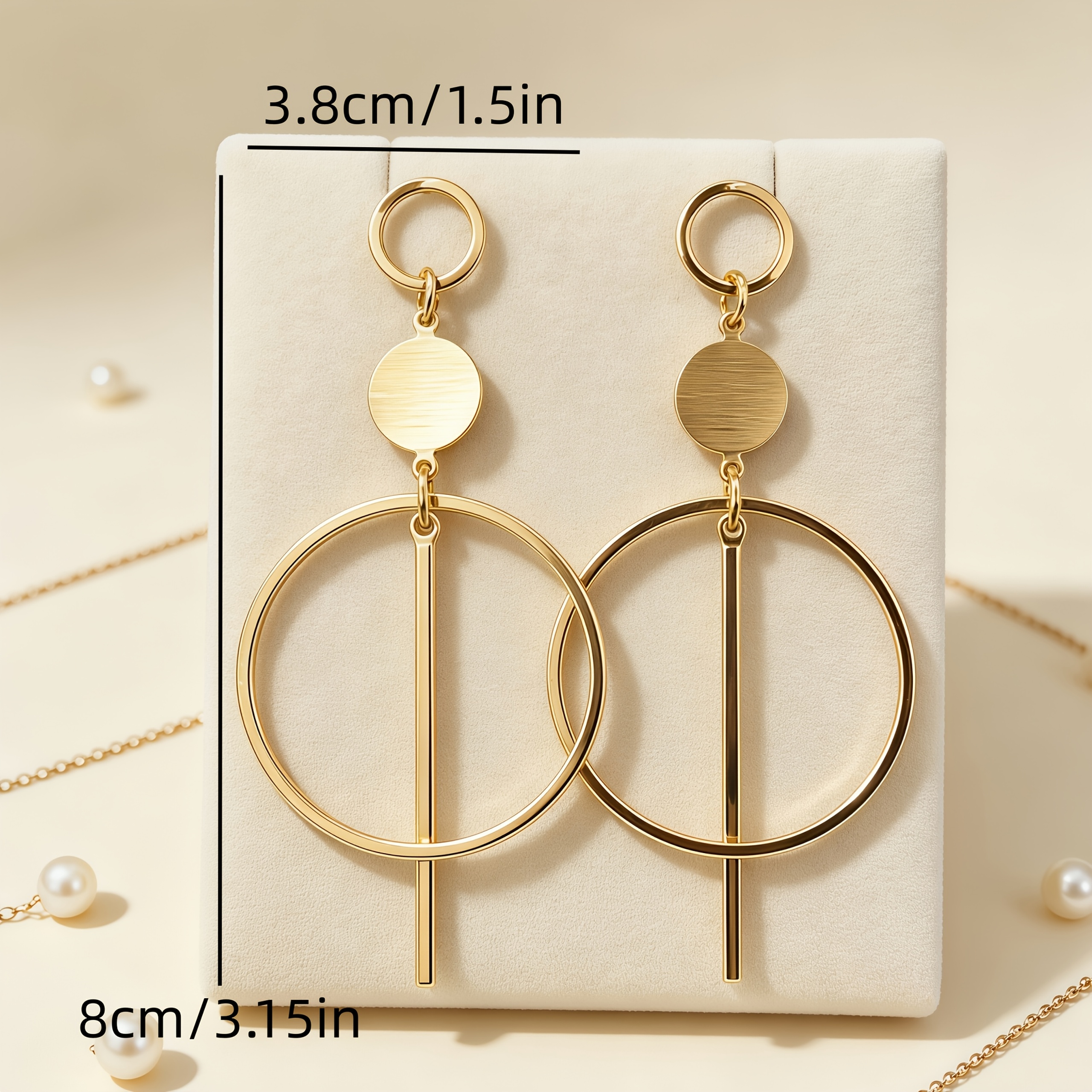 Women's Fashionable Drop Earrings with Geometric Hoops