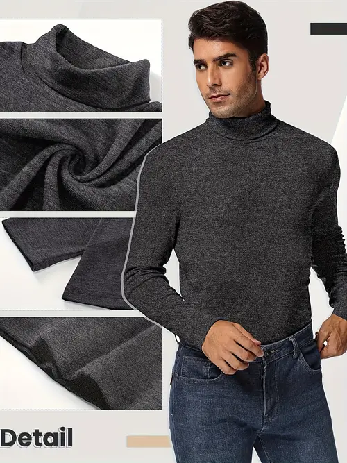 Fall Ish Pattern mock turtle neck men sold on Temu United States