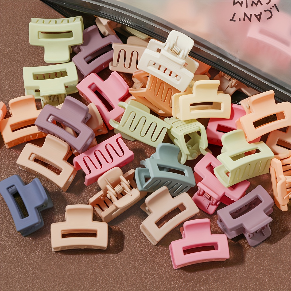 TEMU 40pcs Women's 2cm Mini Bangs Clip Set Cute Simple Geometric Hollow-out Hair Clip