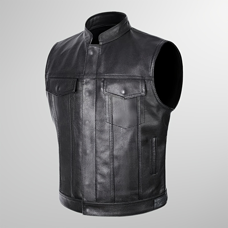 classic fashion mens pu leather biker vest Temu