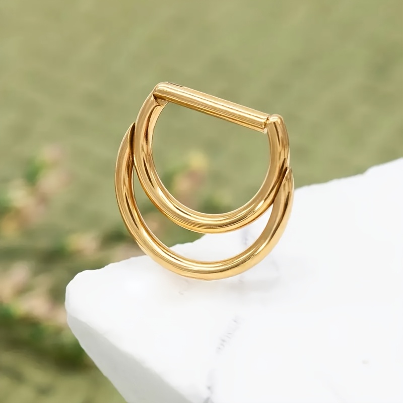 E-shop 1 Stück HYPRETTY Elegantes Doppelblatt Nasenring - 316L Edelstahl Nasenknorpel Ohrring geeignet für Nasenseptum-Piercing, 16G 8mm/10mm, für