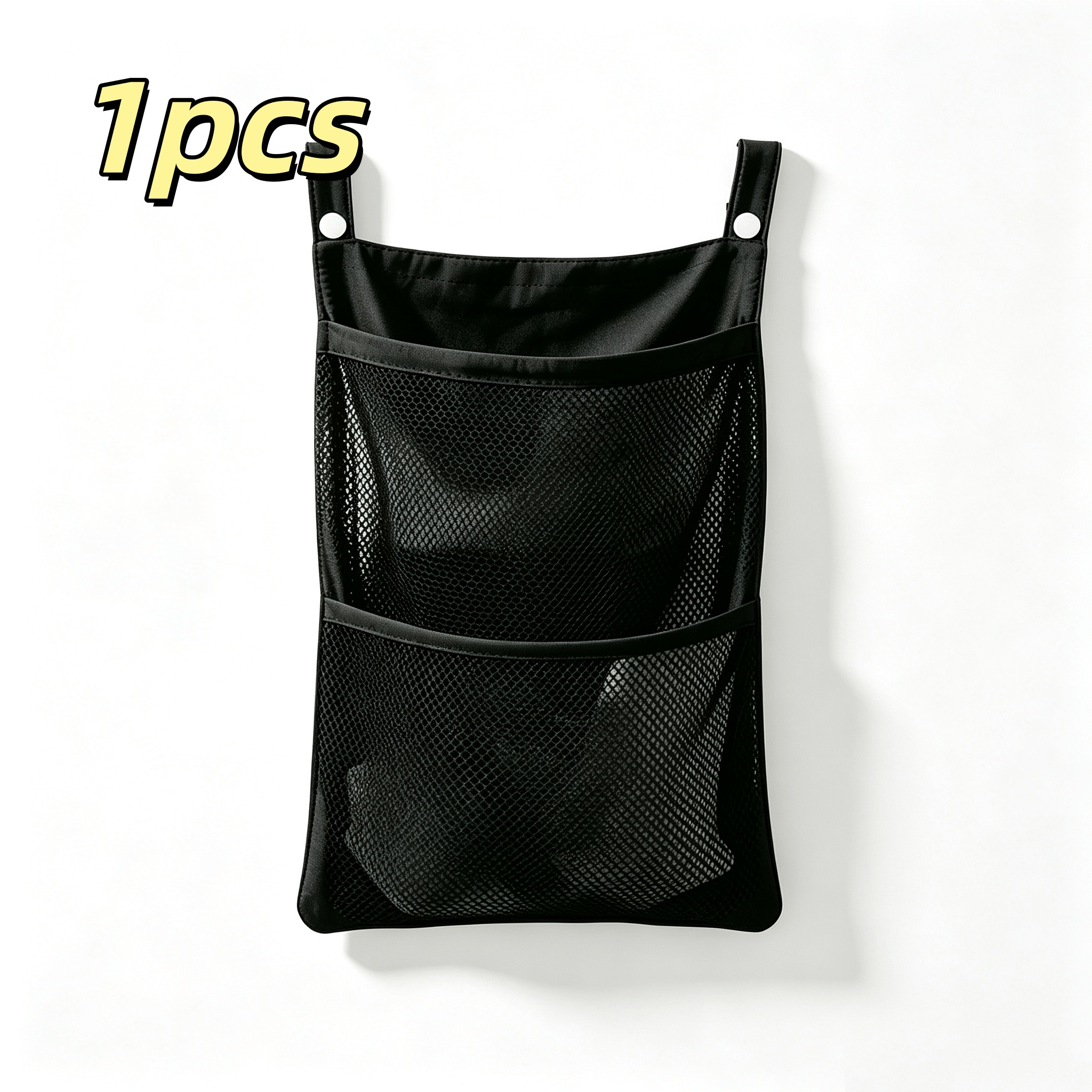 TEMU Hanging Mesh Storage Organizer Bag 9.84 X 15.75 Inches Double Pocket Breathable Bag Wardrobe Rv Bathroom Bedside Storage Shelf, Heavy-duty