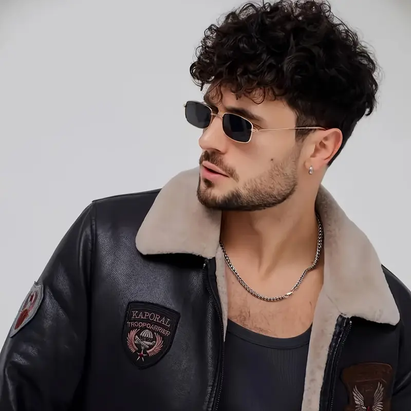 1 pair mens square frame fashion glasses copper alloy lenses stylish dark fashion casual attire details 2