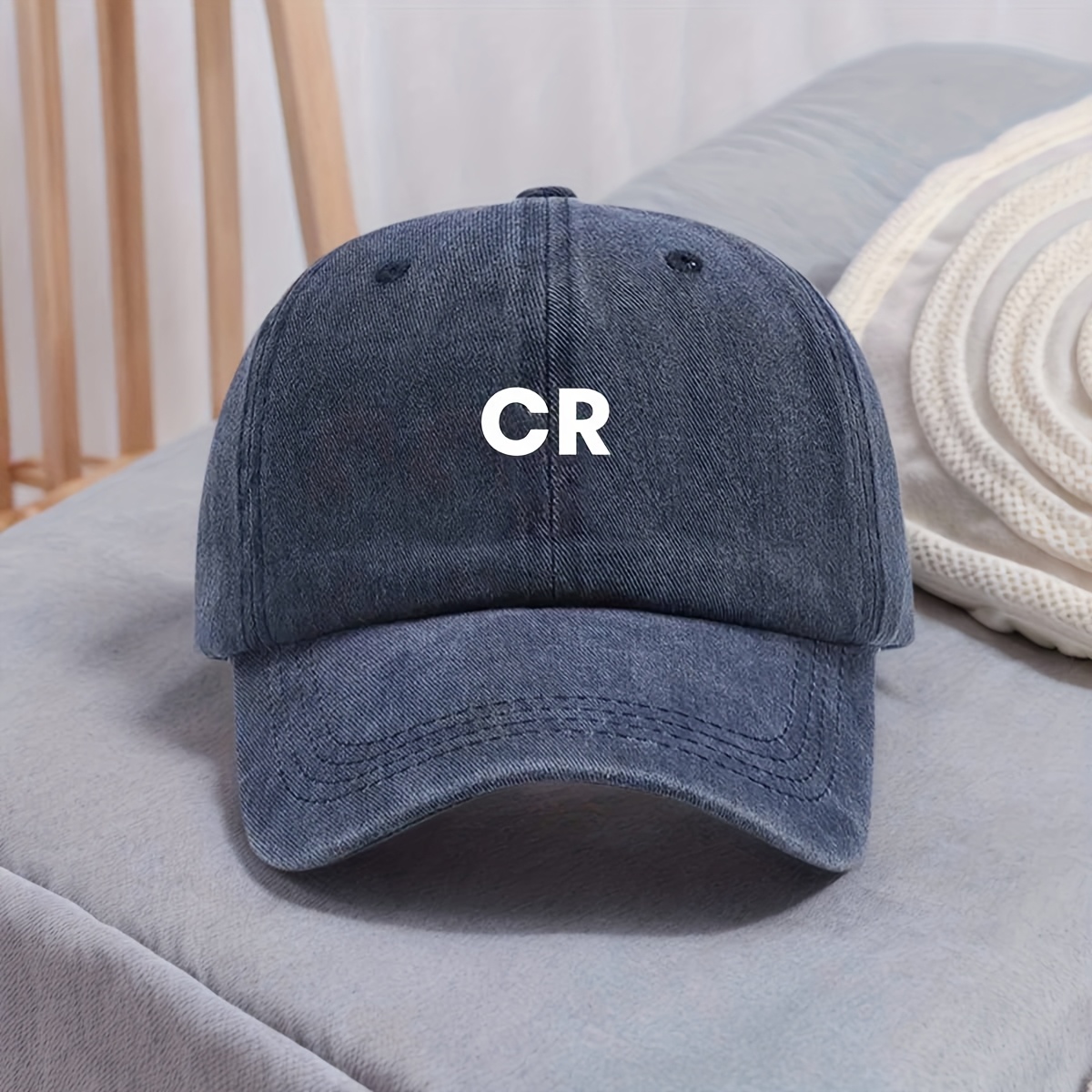 TEMU Adjustable Snapback - Vintage Washed Distressed White/black/brown/pink Baseball Hat With Lettering, Lightweight & One-size-fits-all For Parties,