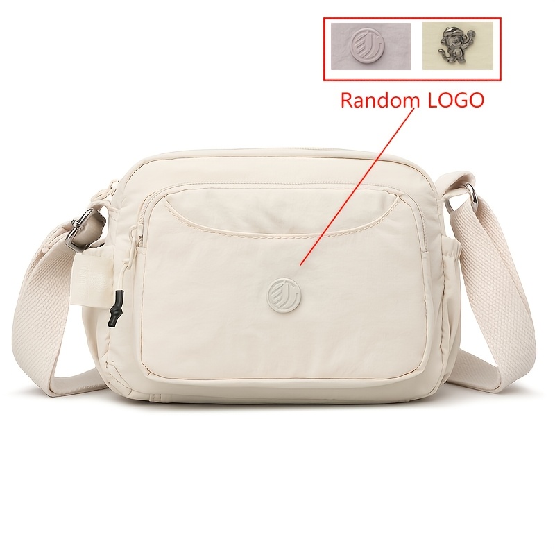 TEMU Solid-color Crossbody Bags For Middle-aged Women, Small Square Shoulder Bags With Multiple Zippered Compartments, Zipper Closure Material,