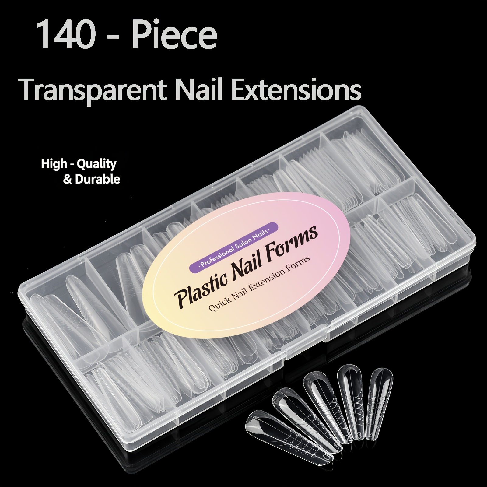 Image of 140pcs/ Styles Thin Extension Nails With Measurements, Durable Material, 12 Sizes From, Create Sweet And Cool , Perfect For Beginners & Professionals