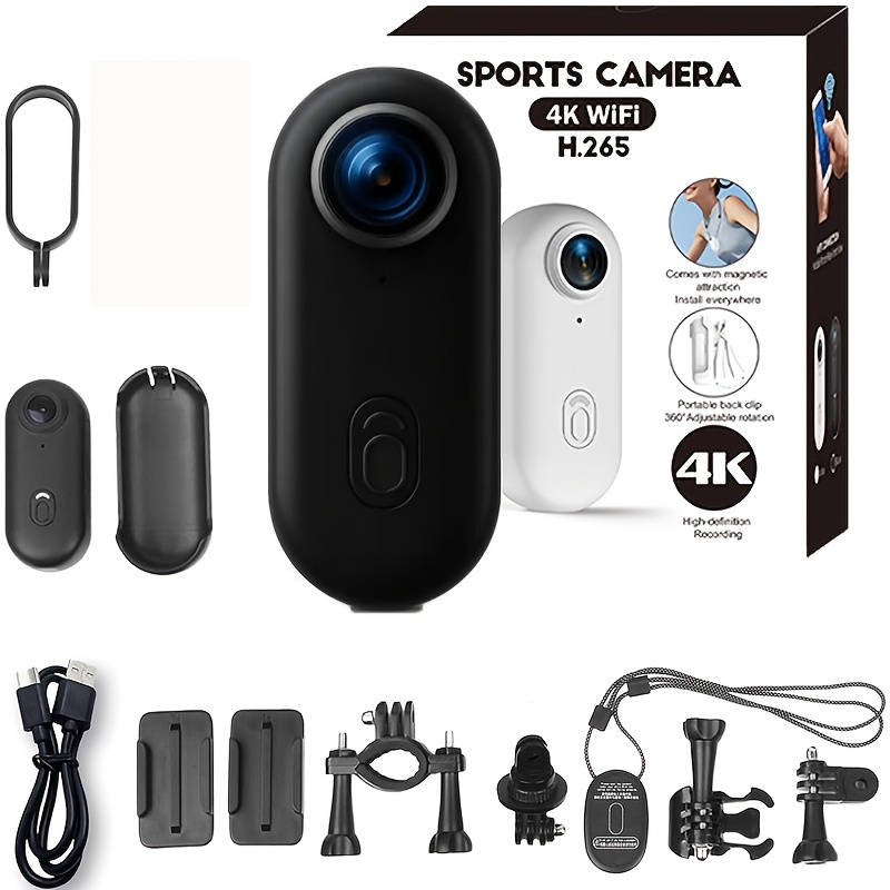 4K Thumb-Sized Camera with Memory Card, Action Camera, 800Mah Long-Lasting Battery, for Sports Video Camera, First-Person View Camera, Portable Video Recorder, Pet Monitoring Camera, Wearable Pocket Camera, Ultra-Clear Ultra-Wide-Angle Lens