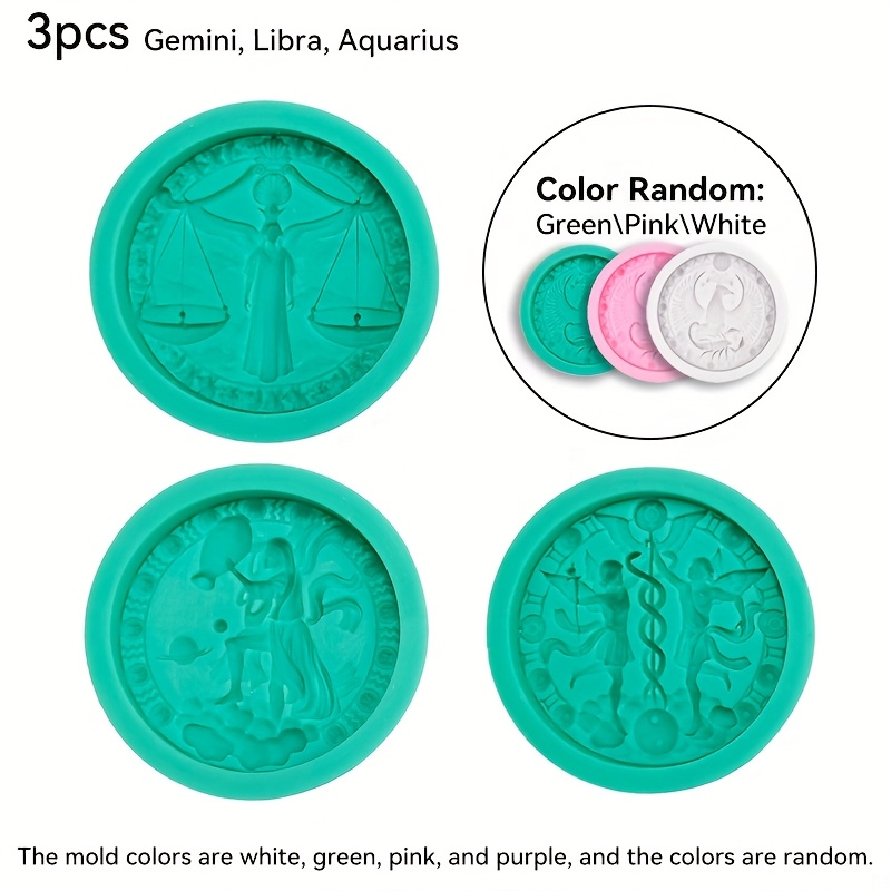 3pcs 12 Zodiac Silicone Candle Molds, Art Craft Tools For Making Wax, Tools For Aromatherapy Stone Making, Resin Soap, Home Decor, Holiday Party Gifts, Random Color