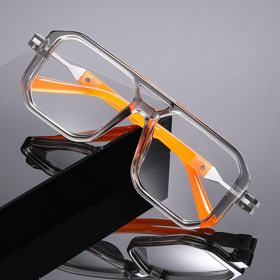 5pcs Men's Square Frame Double Beam Decorative Glasses Set