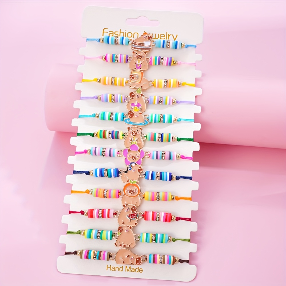 TEMU Ensemble de 12 bracelets à cordon adorables sur le thème du capybara, une collection de bijoux tendance et ludique pour , et . Un choix pour de